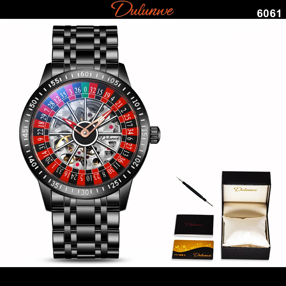 Dulunwe Roulette Automatic Mechanical Watch High quality brand 30M Waterproof Casual Fashion Watch For Men