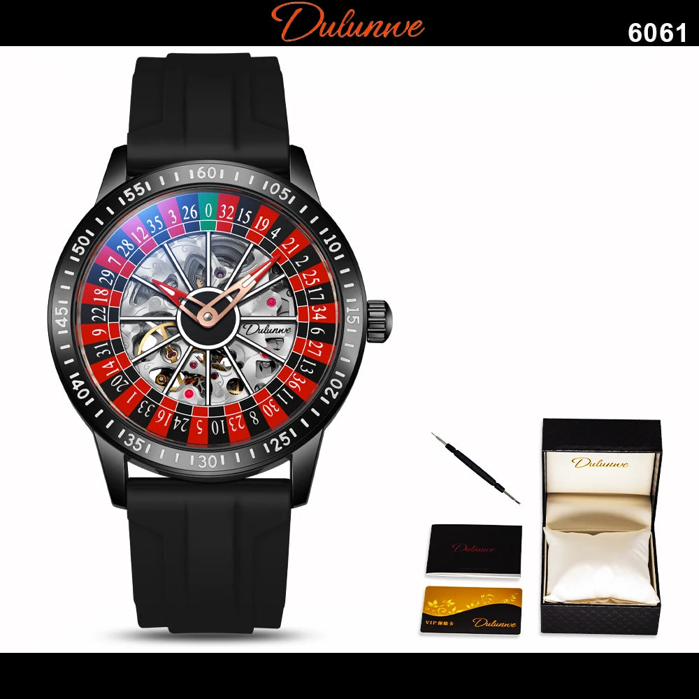 Dulunwe Roulette Automatic Mechanical Watch High quality brand 30M Waterproof Casual Fashion Watch For Men