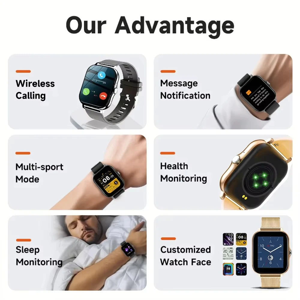 LAXASFIT 2025 New Smart Watch Bluetooth Talk Full Touch Screen Heart Rate Monitor Sports Fitness Smart Watch Men Women Gift