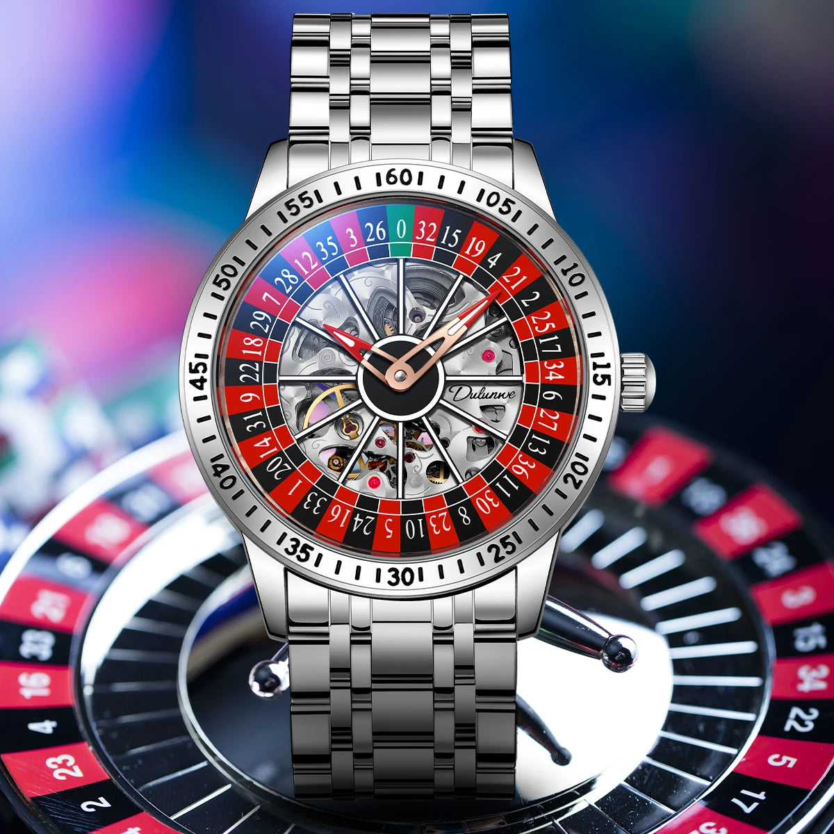 Dulunwe Roulette Automatic Mechanical Watch High quality brand 30M Waterproof Casual Fashion Watch For Men