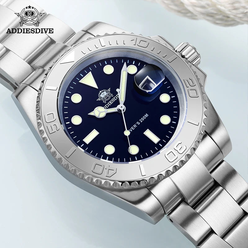 ADDIESDIVE Watch For Men Top Brand 316L Stainless Steel BGW9 Blue Luminous 20Bar Waterproof Fashion Quartz Wristwatches Gifts