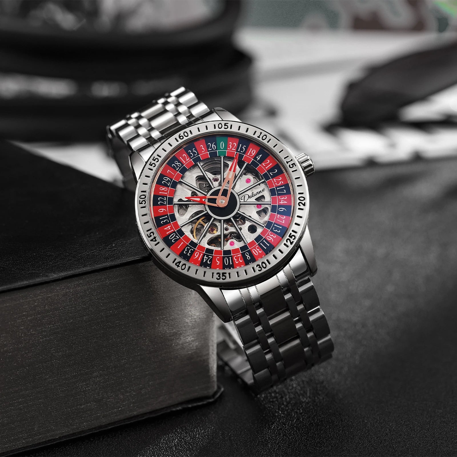 Dulunwe Roulette Automatic Mechanical Watch High quality brand 30M Waterproof Casual Fashion Watch For Men