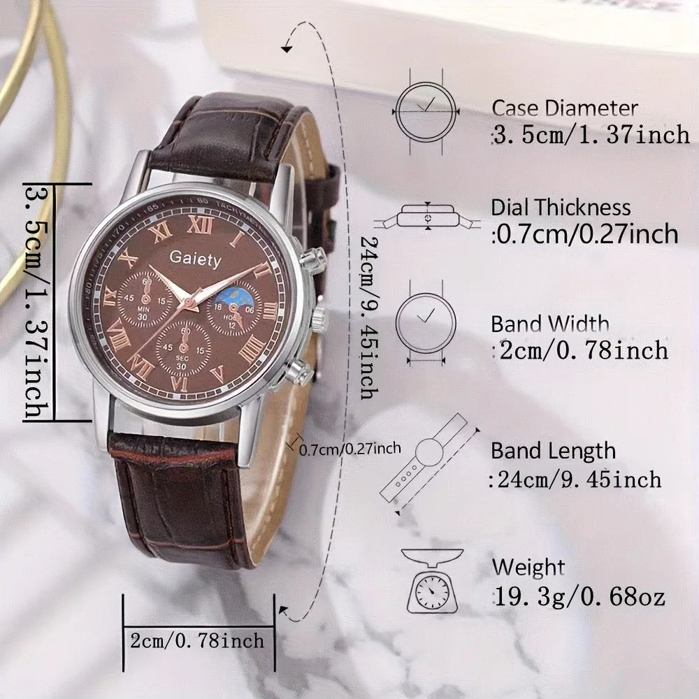 GAIETY High Quality Men's Luxury Belt Fashion Quartz Watch Men Round Business Student Sport Clock