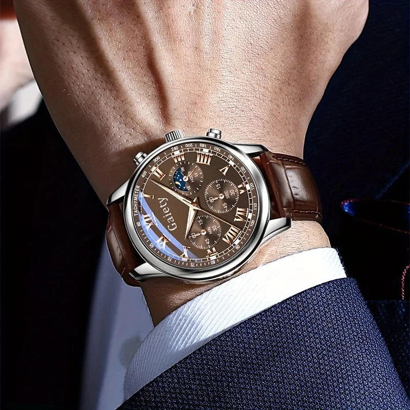 GAIETY High Quality Men's Luxury Belt Fashion Quartz Watch Men Round Business Student Sport Clock