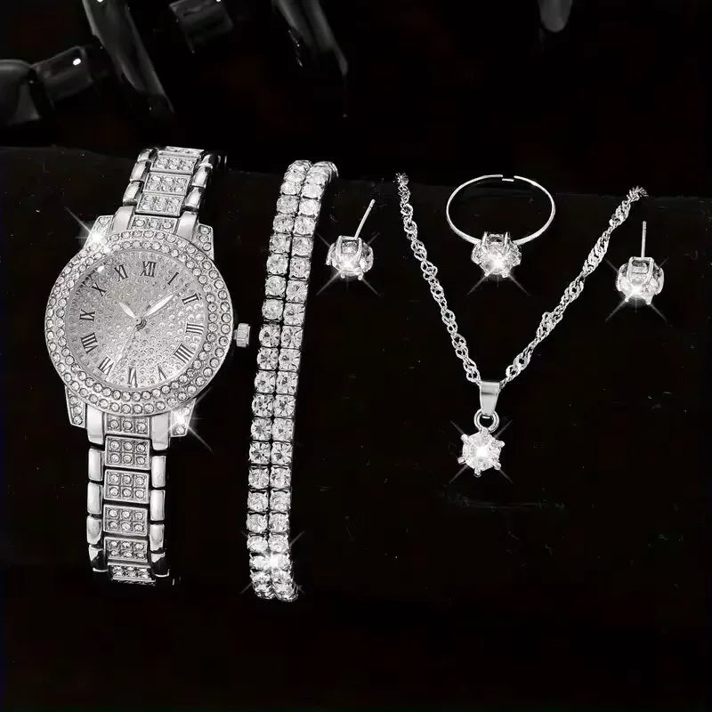 Surprise Random Women's Watch set Blind box Quartz Watch Bracelet Necklace Ring Earring set Suitable for Daily Clothing Matching