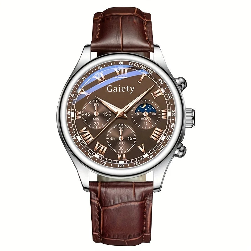 GAIETY High Quality Men's Luxury Belt Fashion Quartz Watch Men Round Business Student Sport Clock