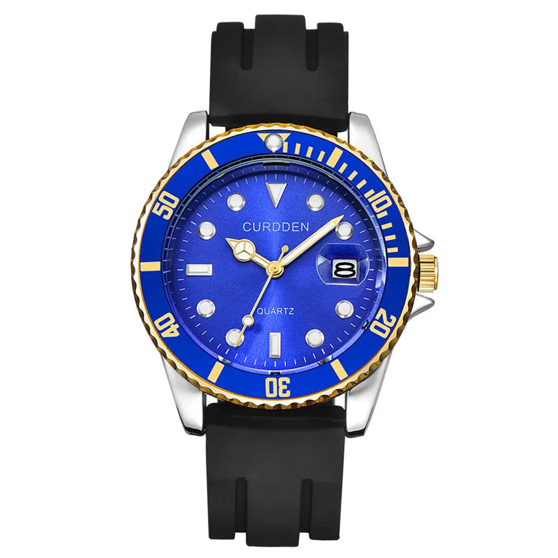 Men Genuine CURDDEN Brand Watches Students Fashion Casual Silicone Band Date Quartz Wrist Watch Green Montres de Marque de Luxe