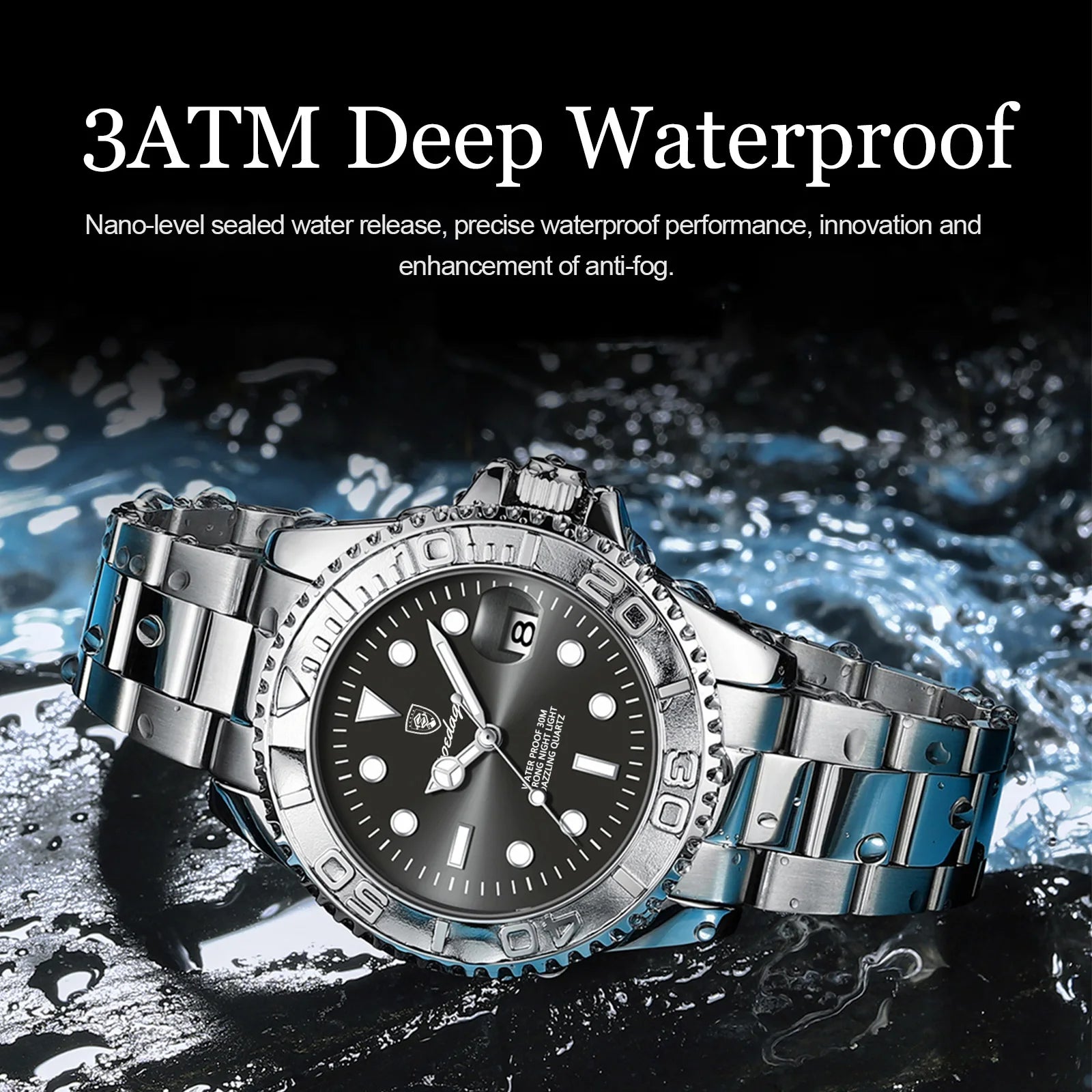 POEDAGAR Fashion Male Watch Luminous Waterproof Stainless Steel Men Wristwatch Date Business Quartz Men's Watches with Gift Box