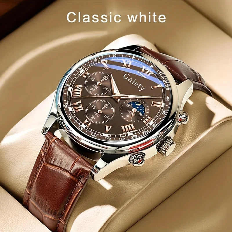 GAIETY High Quality Men's Luxury Belt Fashion Quartz Watch Men Round Business Student Sport Clock