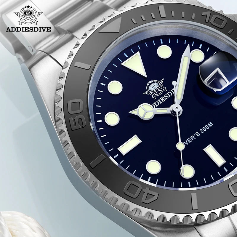 ADDIESDIVE Watch For Men Top Brand 316L Stainless Steel BGW9 Blue Luminous 20Bar Waterproof Fashion Quartz Wristwatches Gifts