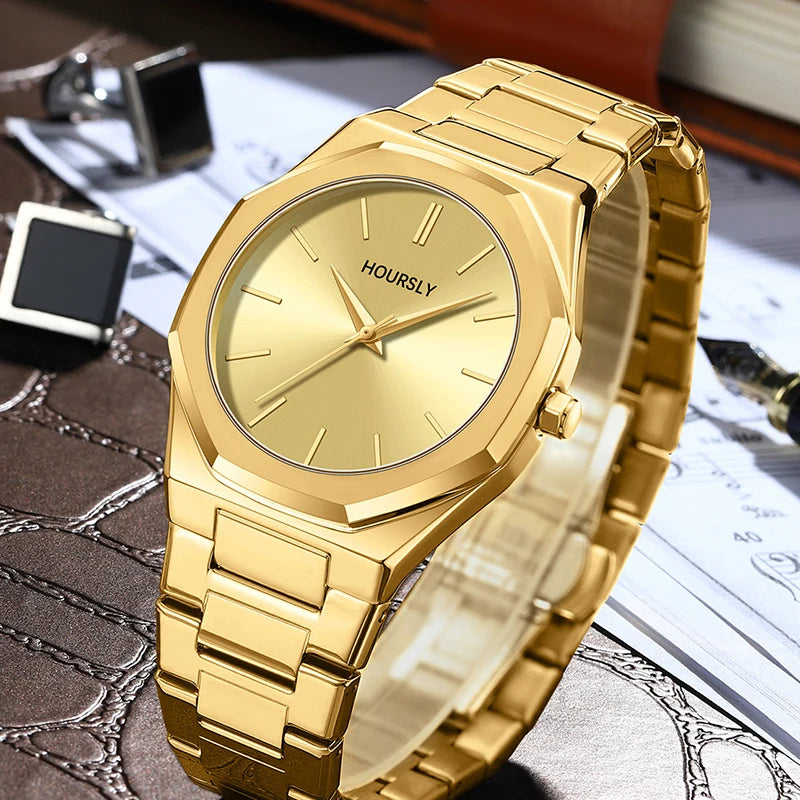 Stainless Steel Band Men Wrist Watches For Male Clock Top Brand Luxury High Quality Gold Men's Quartz Wristwatches Dropshipping