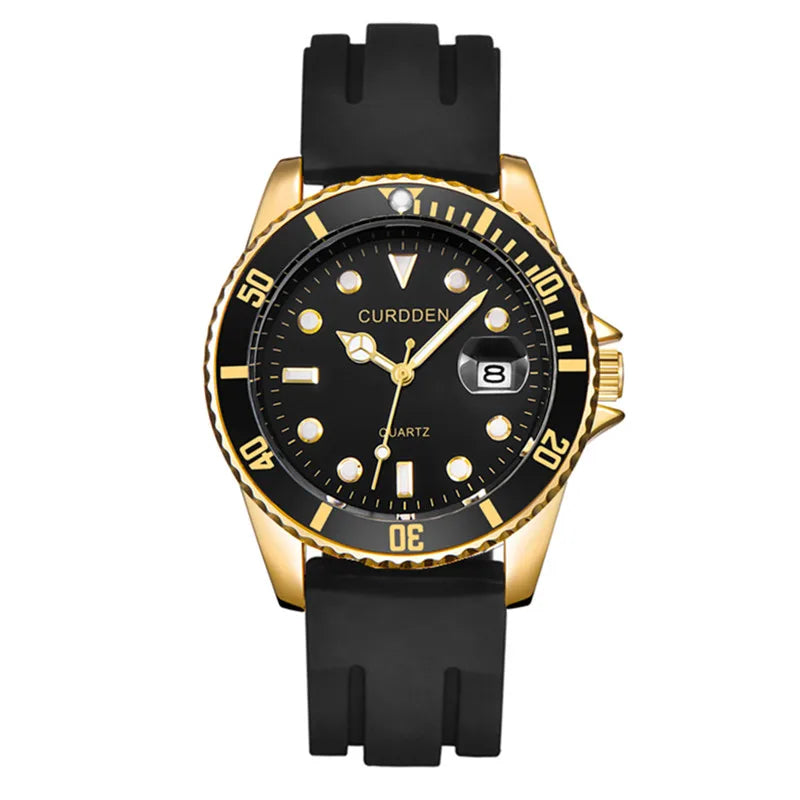 Men Genuine CURDDEN Brand Watches Students Fashion Casual Silicone Band Date Quartz Wrist Watch Green Montres de Marque de Luxe
