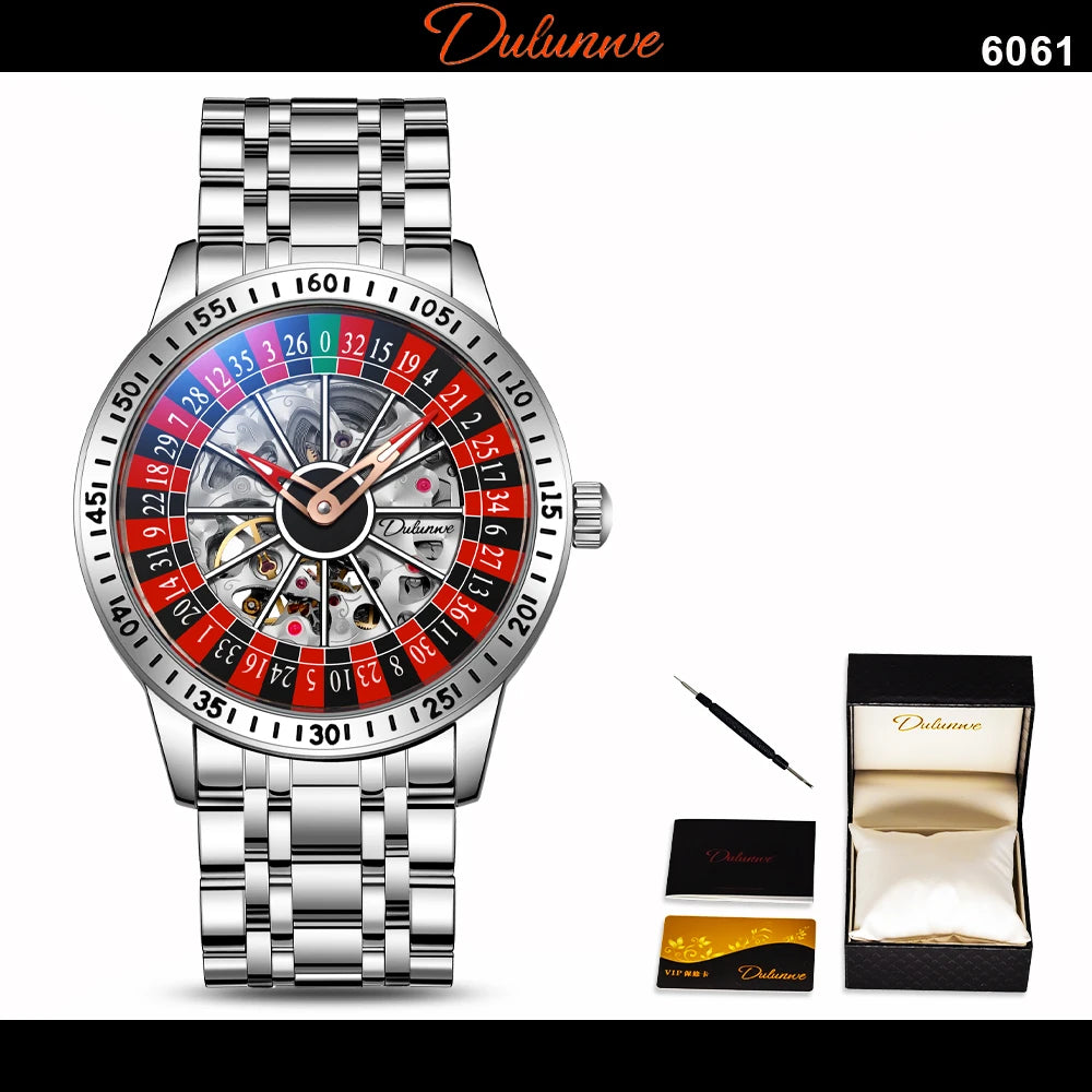 Dulunwe Roulette Automatic Mechanical Watch High quality brand 30M Waterproof Casual Fashion Watch For Men
