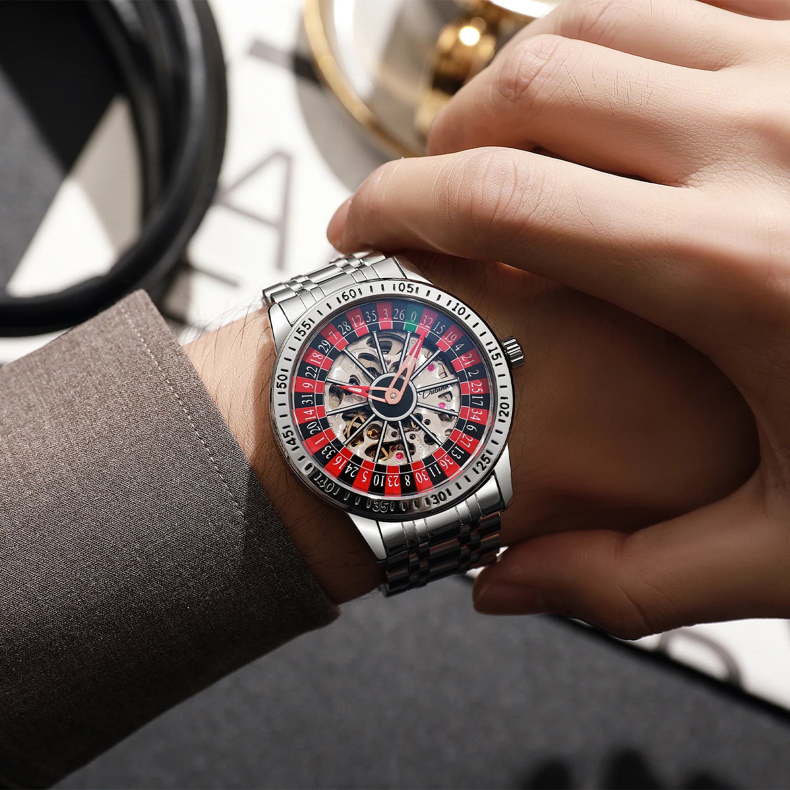 Dulunwe Roulette Automatic Mechanical Watch High quality brand 30M Waterproof Casual Fashion Watch For Men